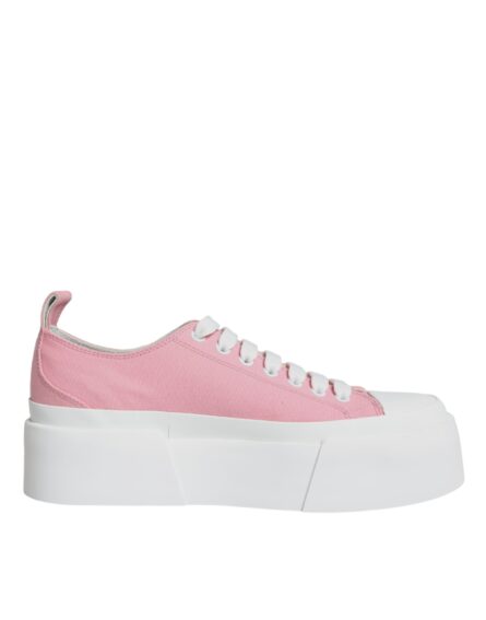 Pink White Canvas Logo Low Top Sneakers Shoes - Image 7