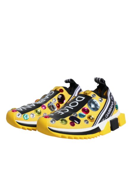 Yellow Sorrento Crystals Low Top Sneakers Shoes - Image 3