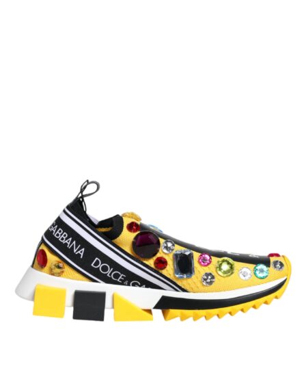 Yellow Sorrento Crystals Low Top Sneakers Shoes - Image 7