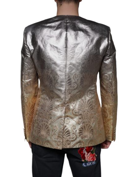 Gold Jacquard Single Breasted Dress Blazer - Image 4