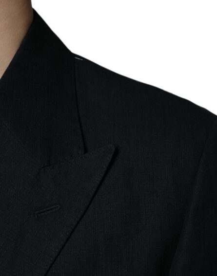 Black Linen Double Breasted Dress Blazer - Image 6