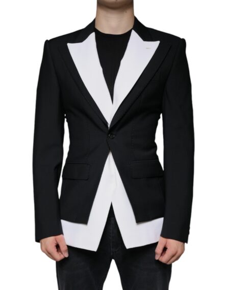 Black White Single Breasted Dress Blazer - Image 2