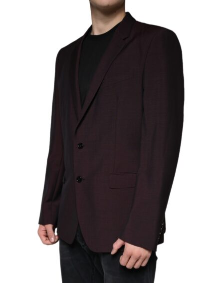 Bordeaux Wool Single Breasted Dress Blazer - Image 3
