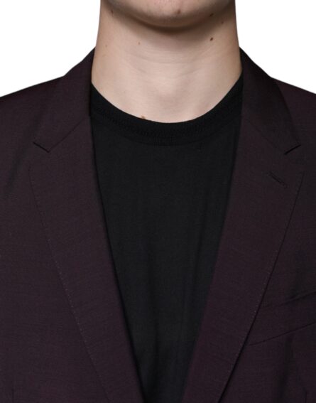 Bordeaux Wool Single Breasted Dress Blazer - Image 5