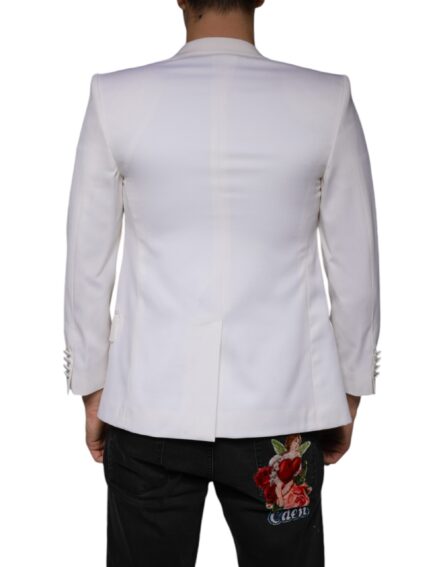 Off White Wool Single Breasted Dress Blazer - Image 4