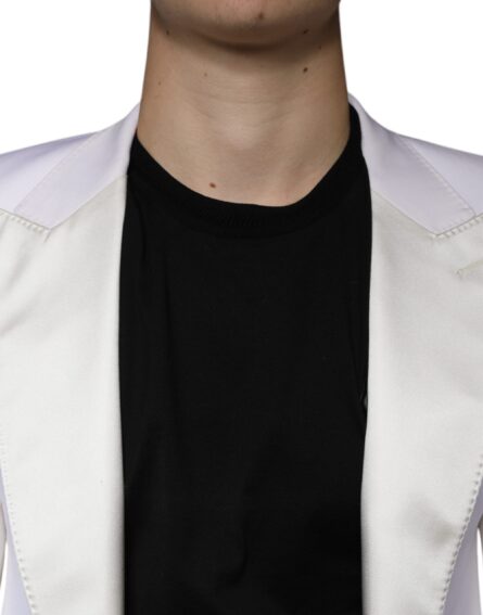 Off White Wool Single Breasted Dress Blazer - Image 5