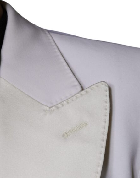 Off White Wool Single Breasted Dress Blazer - Image 6