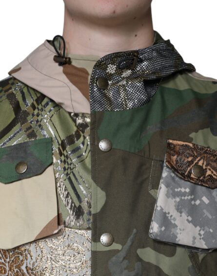 Multicolor Patchwork Hooded Vest Jacket - Image 5