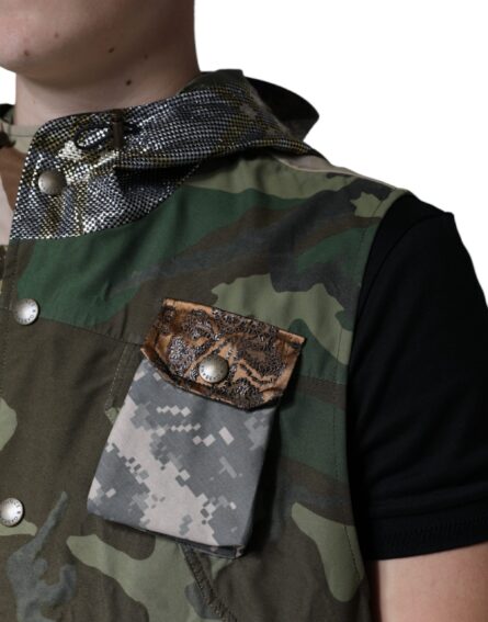 Multicolor Patchwork Hooded Vest Jacket - Image 6