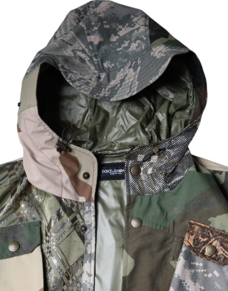 Multicolor Patchwork Hooded Vest Jacket - Image 8