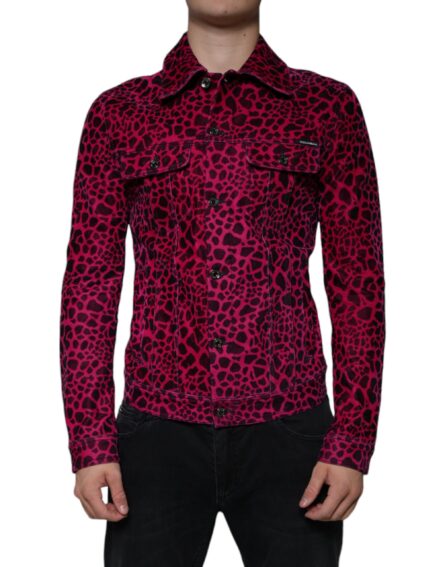 Fuchsia Leopard Button Down Collared Jacket - Image 2