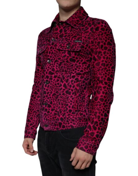 Fuchsia Leopard Button Down Collared Jacket - Image 3