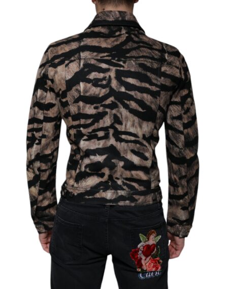 Brown Tiger Button Down Collared Jacket - Image 4