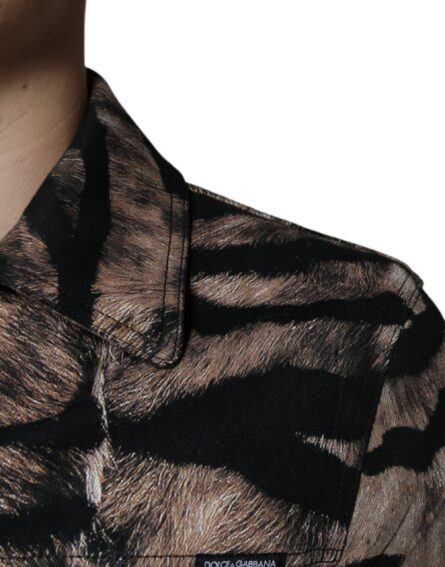 Brown Tiger Button Down Collared Jacket - Image 6