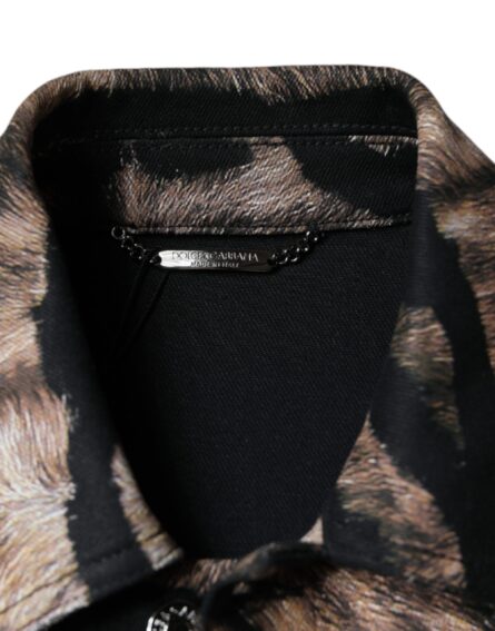 Brown Tiger Button Down Collared Jacket - Image 7