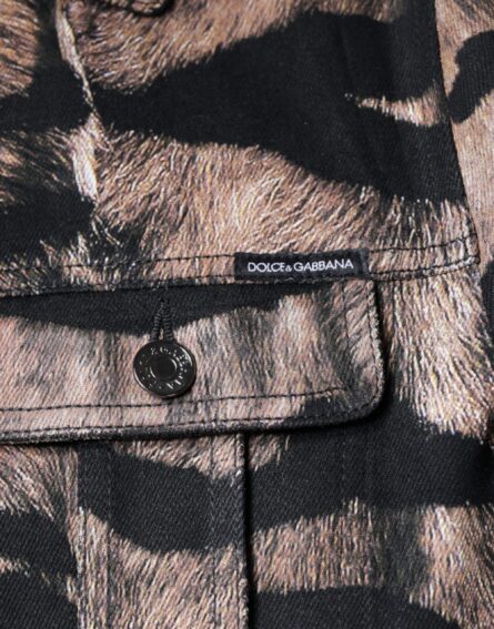 Brown Tiger Button Down Collared Jacket - Image 8