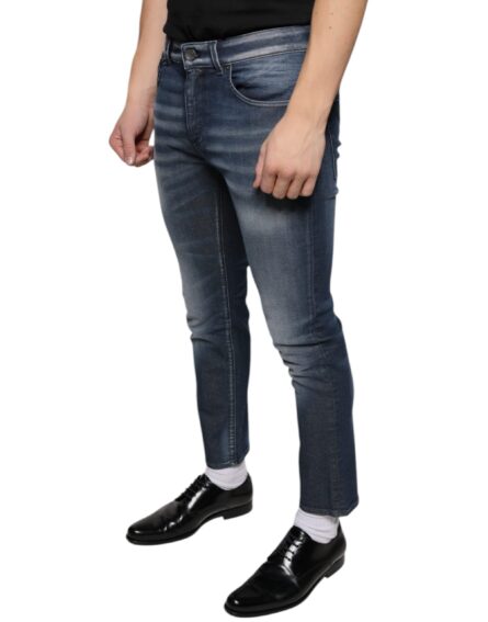 Dark Blue Washed Cotton Skinny Denim Jeans - Image 3
