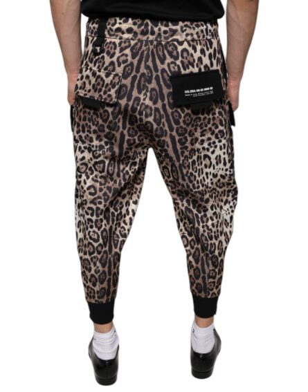 Brown Leopard Polyester Jogger Pants - Image 4