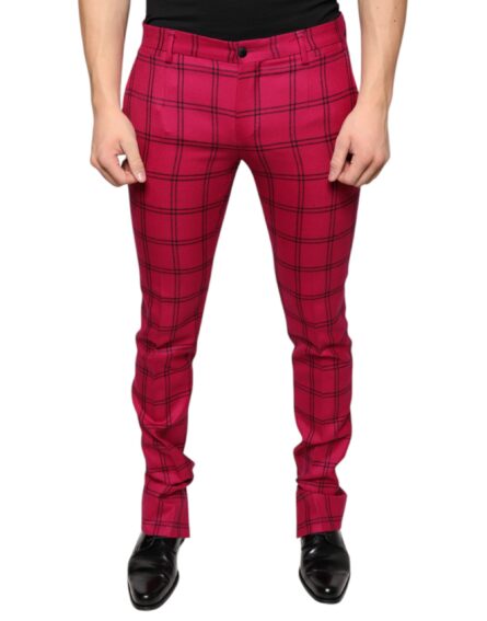 Pink Checkered Wool Skinny Pants - Image 2