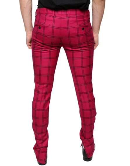 Pink Checkered Wool Skinny Pants - Image 4