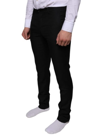 Black Wool Skinny Dress Formal Pants - Image 3