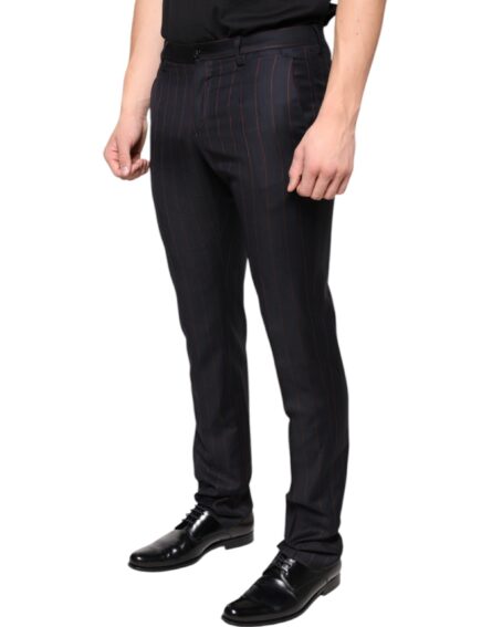 Black Stripes Skinny Men Dress Pants - Image 3