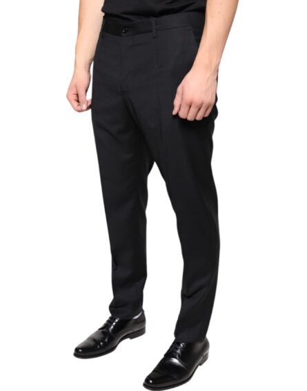 Black Wool Skinny Men Dress Pants - Image 3