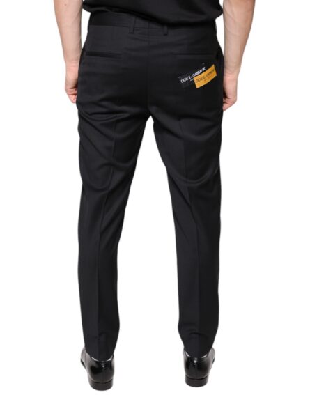 Black Wool Skinny Men Dress Pants - Image 4