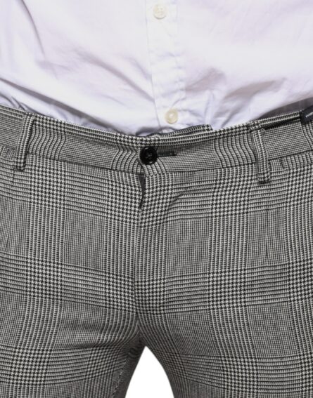 Gray Check Tartan Wool Skinny Pants - Image 5