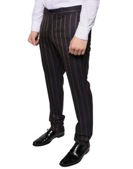 Brown Stripes Skinny Men Dress Pants - Image 3