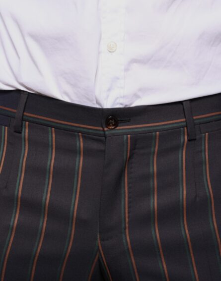 Brown Stripes Skinny Men Dress Pants - Image 5