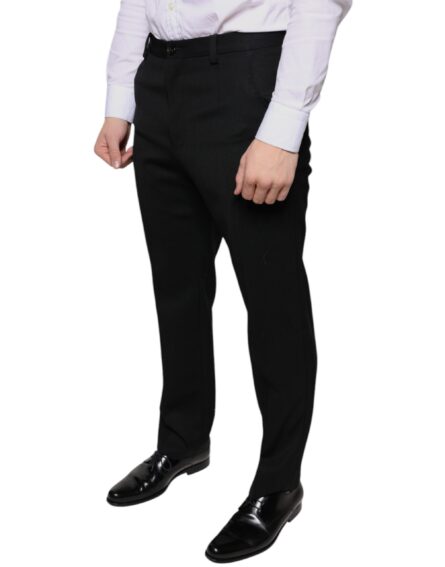 Black Wool Skinny Men Dress Pants - Image 3