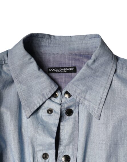 Light Blue Cotton Button Down Casual Shirt - Image 6