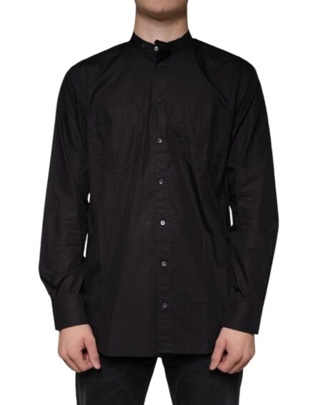 Black Cotton Button Down Men Casual Shirt - Image 2