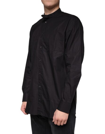 Black Cotton Button Down Men Casual Shirt - Image 3