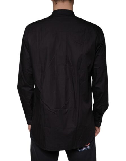 Black Cotton Button Down Men Casual Shirt - Image 4