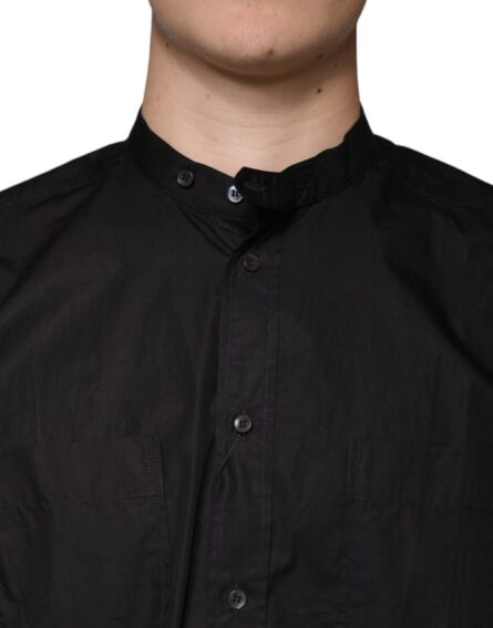 Black Cotton Button Down Men Casual Shirt - Image 5