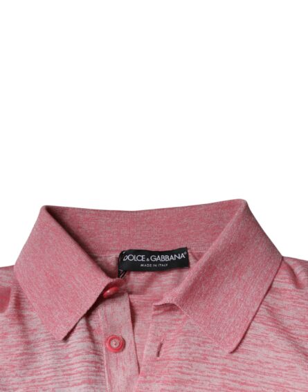 Pink Polyester Long Sleeve Men Polo T-shirt - Image 7