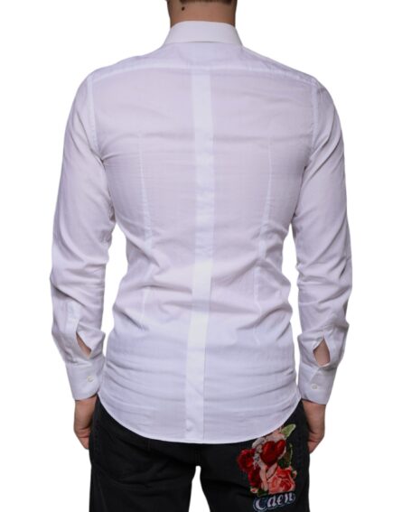 White Cotton Men Dress GOLD Formal Shirt - Image 4