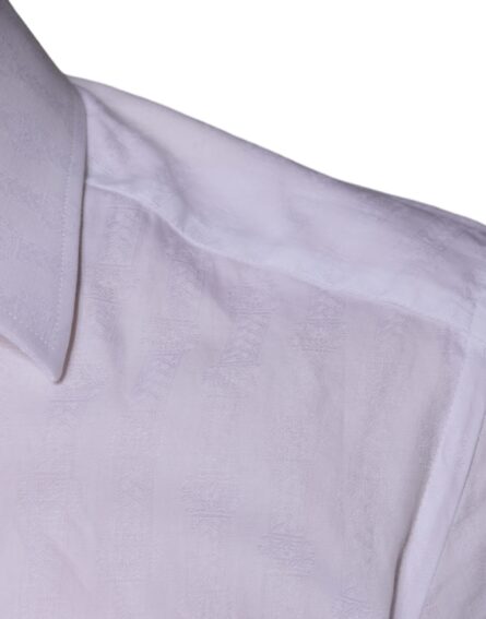 White Cotton Men Dress GOLD Formal Shirt - Image 6