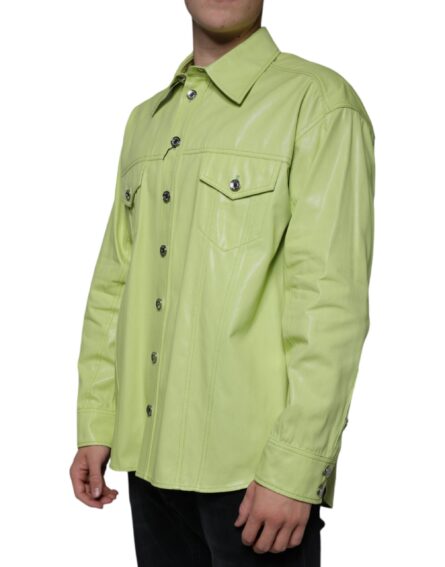 Green Cotton Collared Men Button Down Shirt - Image 3