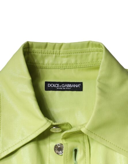 Green Cotton Collared Men Button Down Shirt - Image 7