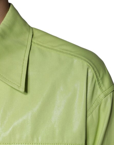 Green Cotton Collared Men Button Down Shirt - Image 8