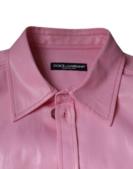 Pink Cotton Collared Button Down Shirt - Image 7