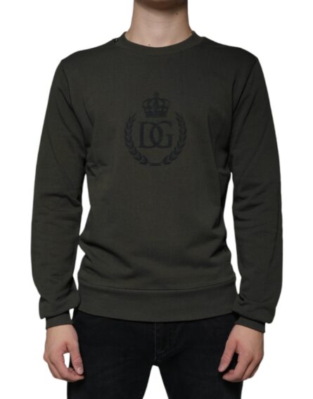 Army Green DG Crown Crew Neck Pullover Sweater - Image 2