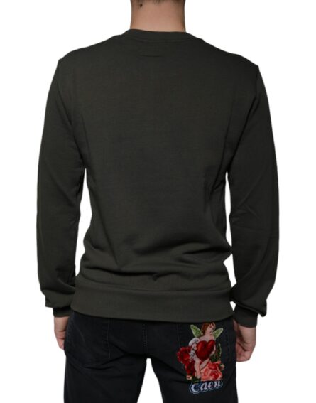 Army Green DG Crown Crew Neck Pullover Sweater - Image 4