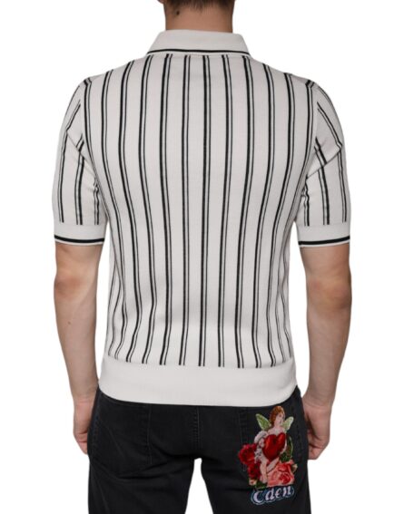 White Black Stripe Polo Short Sleeve T-shirt - Image 4