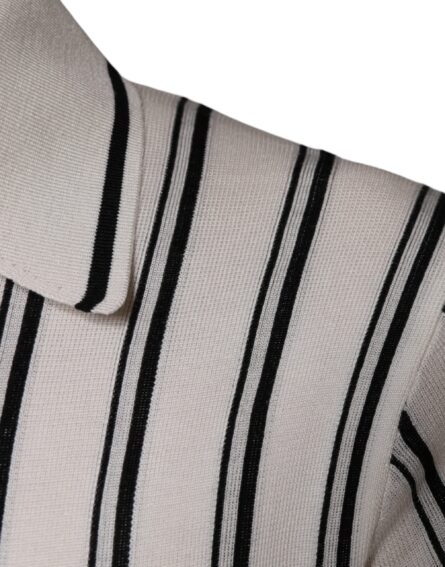 White Black Stripe Polo Short Sleeve T-shirt - Image 6