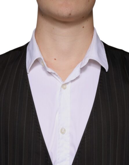 Black Cotton Waistcoat Dress Formal Vest - Image 5