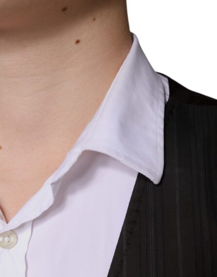Black Cotton Waistcoat Dress Formal Vest - Image 6
